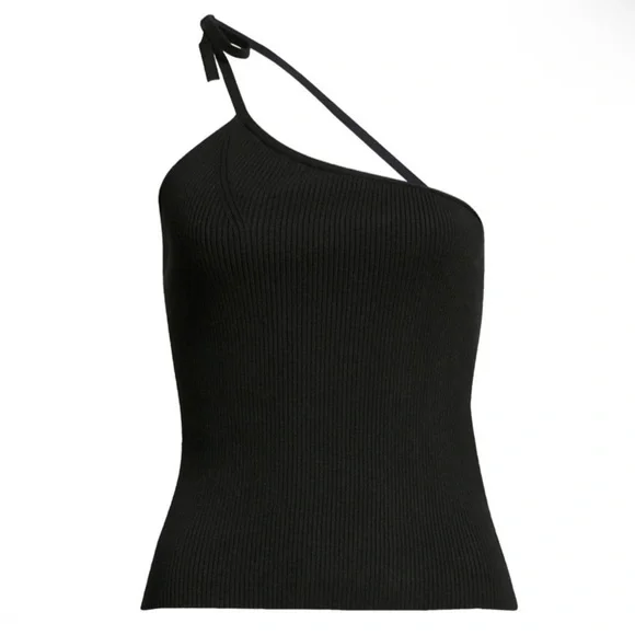 NEW BA&SH BLACK ONE-SHOULDER TANK TOP - Picture 9 of 9